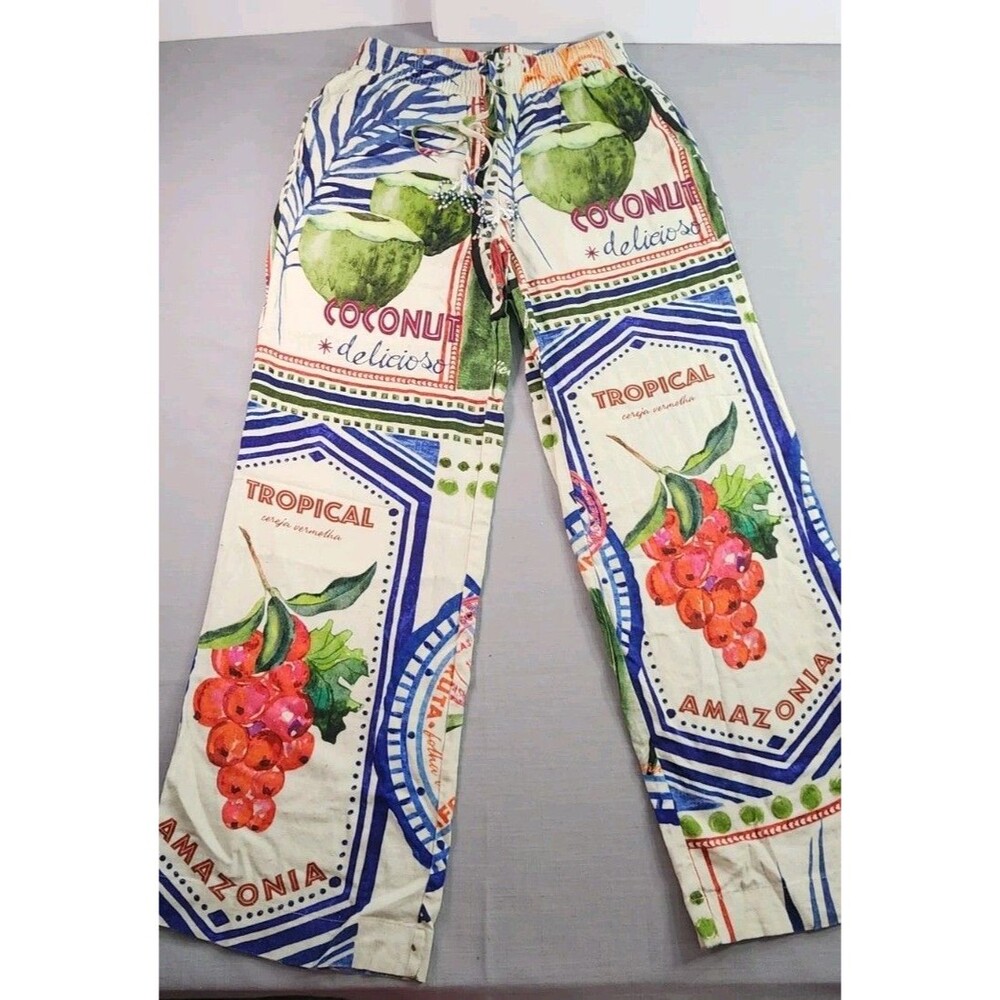 Rachel Zoe Women’s Tropical Print Lounge Pants Coconut Amazonia Drawstring Size - Picture 2 of 7